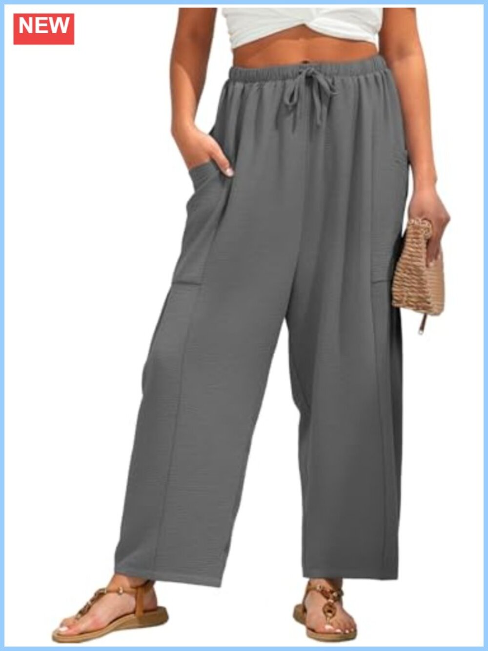 Womens Wide Leg Palazzo Pants Flowy Summer Beach Travel Harem Pockets